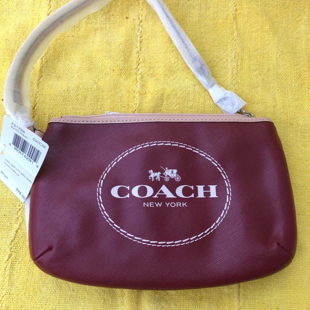 Burgundy Brown Coach Wrist Bag